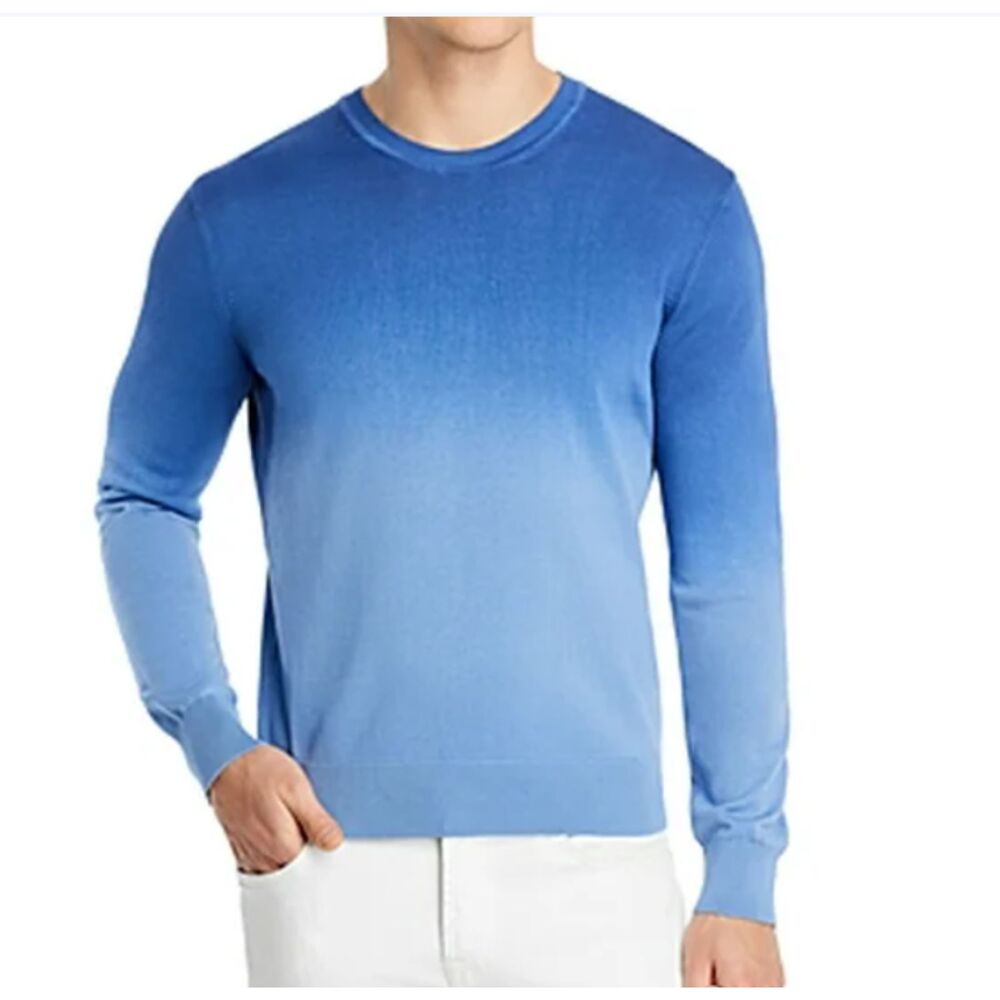 The Men's Store at Bloomingdale's Regular Crewneck Sweater Blue Dip Dyed…